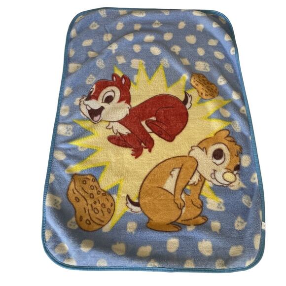 Vintage Chip and Dale Disney Blue Throw Blanket Lap Cover Rare 38” x 58” - Picture 8 of 11